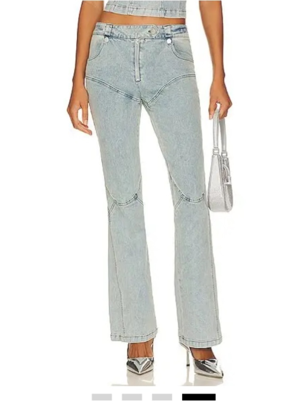 By Dyln Leon Jeans 30x32 Light Blue Flare with Contrast Seams - Medium
